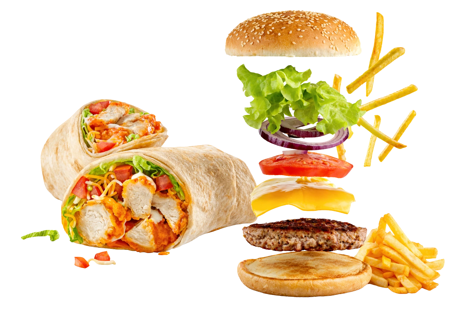 Wraps burgers and fries at Afghan Kabob Cafe